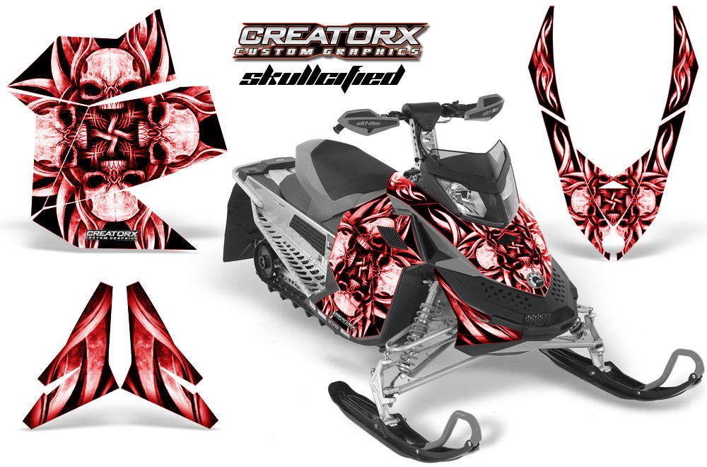 Skidoo REV XP Graphics Kit Skullcified Red